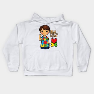 Blue Be Kind Autism Awareness Kids Hoodie